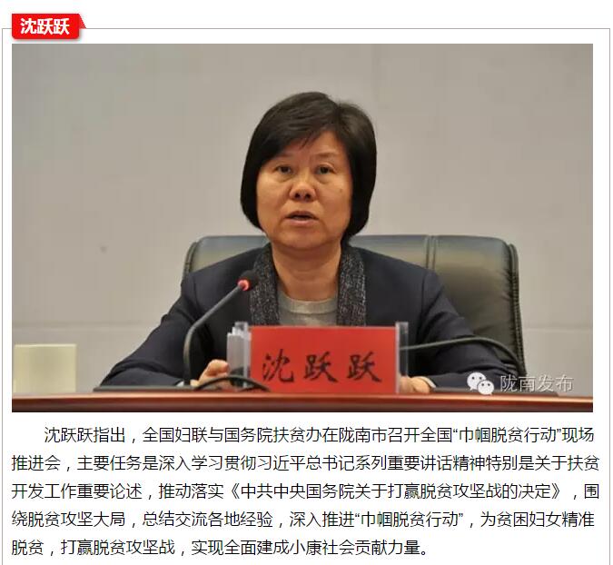 全國“巾幗脫貧行動”現(xiàn)場推進會繼續(xù)舉行，沈躍躍發(fā)表重要講話